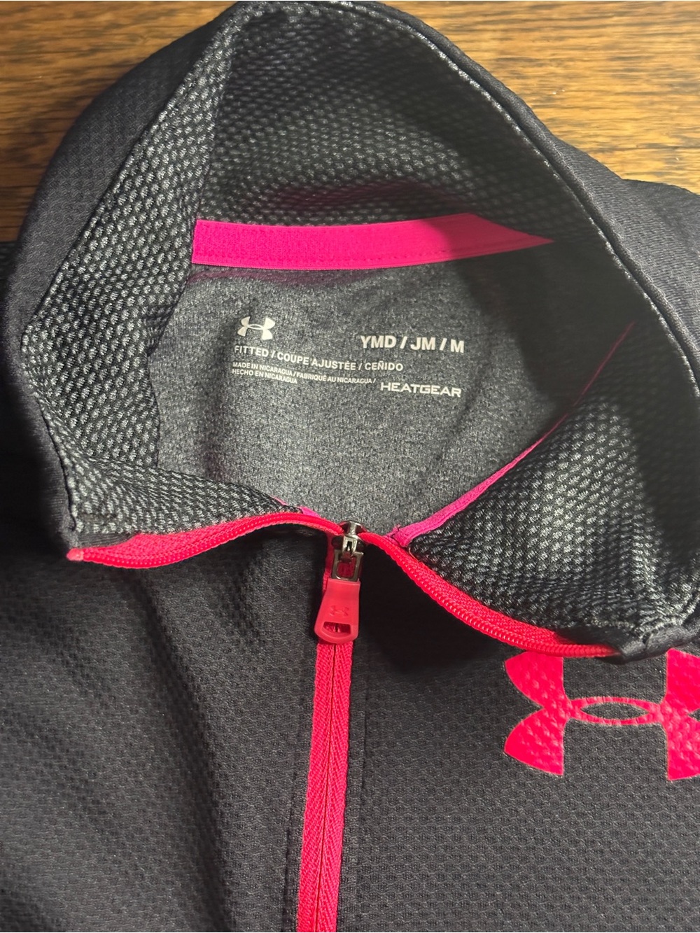 Under Armour Girls HeatGear Tech 1/2 Zip Pullover Gray Pink Size YMD Medium - Picture 3 of 9